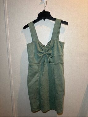 miami Green Tie-Front Suede-Look Mini Dress